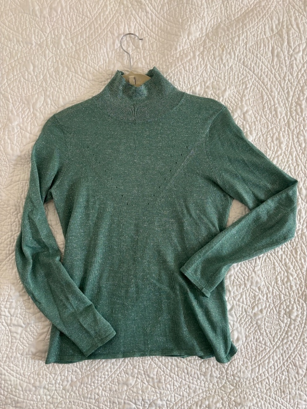Sandro Sparkly Green Turtleneck - Size 1 (Small)